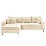 Ecksofa Unra mit Longchair Cordstoff Zuri: Creme