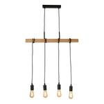 Hanglamp Woody 4 lichtbronnen grenenhout/staal - zwart/bruin