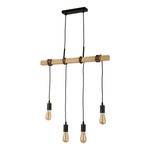 Lampada a sospensione a 4 luci Woody Rame / Acciaio - Nero / Marrone