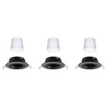 Spots LED Coin - Lot de 3 - Variable Métal - Noir - 1 ampoule - Noir