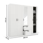 Armoire Cottage avec tiroirs Blanc alpin - Largeur : 226 cm - Avec portes miroir
