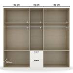 Armadio battente con cassetti Cottage Bianco alpino - Larghezza: 226 cm - Con ante a specchio