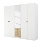 Armoire Homey avec tiroirs Blanc alpin - Largeur : 225 cm - Avec portes miroir