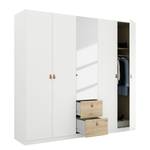 Armoire Homey avec tiroirs Blanc alpin - Largeur : 225 cm - Avec portes miroir