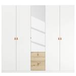 Armoire Homey avec tiroirs Blanc alpin - Largeur : 225 cm - Avec portes miroir