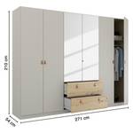 Armoire Homey avec tiroirs Gris soie - Largeur : 270 cm - Avec portes miroir