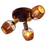 Lampada da soffitto a 3 luci Corbis Ferro / Rattan - Nero / Marrone