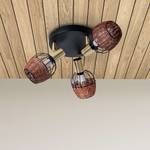 Lampada da soffitto a 3 luci Corbis Ferro / Rattan - Nero / Marrone