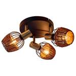 Plafondlamp Corbis 3 lichtbronnen ijzer/rotan - zwart/bruin