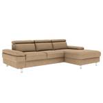 Ecksofa Mundau Microfaser - Microfaser Ira: Beige - Longchair davorstehend rechts - Ohne Schlaffunktion