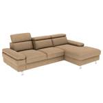 Ecksofa Mundau Microfaser - Microfaser Ira: Beige - Longchair davorstehend rechts - Ohne Schlaffunktion