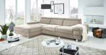 Ecksofa Mundau Webstoff - Webstoff Cuna: Beige - Longchair davorstehend links - Ohne Schlaffunktion