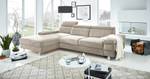 Ecksofa Mundau Webstoff - Webstoff Cuna: Beige - Longchair davorstehend links - Ohne Schlaffunktion