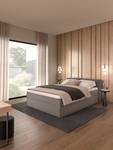 Letto boxspring Kinx Tessuto strutturato riciclato Gesa: grigio - 140 x 200cm - H2 - 100 cm