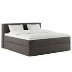 Lit boxspring Kinx Tissu structure recyclé Gesa: Anthracite - 180 x 200cm - D2 souple - 100 cm