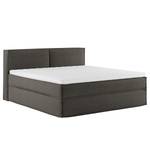 Lit boxspring Kinx Tissu structure recyclé Gesa: Anthracite - 180 x 200cm - D2 souple - 100 cm