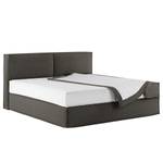 Premium Boxspringbett KINX Recycelter Strukturstoff Gesa: Anthrazit - 180 x 200cm - H2 - 100 cm