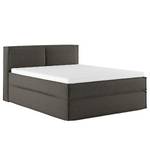 Lit boxspring Kinx Tissu structure recyclé Gesa: Anthracite - 140 x 200cm - D3 medium - 100 cm