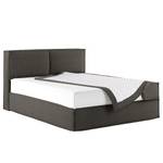 Lit boxspring Kinx Tissu structure recyclé Gesa: Anthracite - 160 x 200cm - D3 medium - 100 cm