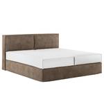 Letto boxspring Kinx Velluto Onoli: marrone chiaro - 200 x 200cm - H2 - 100 cm