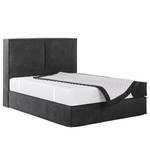 Lit boxspring Kinx Velours Onoli: Anthracite - 160 x 200cm - D2 souple - 130 cm