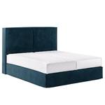 Lit boxspring Kinx Velours Onoli: Bleu marine - 200 x 200cm - D2 souple - 130 cm