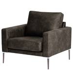 Fauteuil Sauvo antieke leerlook - Microvezel Yaka: Zwart-Bruin