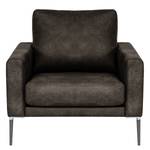 Fauteuil Sauvo antieke leerlook - Microvezel Yaka: Zwart-Bruin