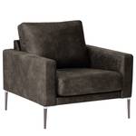 Fauteuil Sauvo antieke leerlook - Microvezel Yaka: Zwart-Bruin