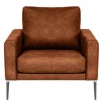 Fauteuil Sauvo antieke leerlook - Microvezel Yaka: Cognackleurig