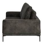 Canapé 3 places Grossa Aspect cuir vieilli - Microfibre Goda: Anthracite