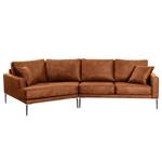 Ecksofa Sauvo Antiklederlook - Microfaser Yaka: Cognac - Longchair davorstehend links