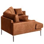 Ecksofa Sauvo Antiklederlook - Microfaser Yaka: Cognac - Longchair davorstehend links