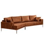 Ecksofa Sauvo Antiklederlook - Microfaser Yaka: Cognac - Longchair davorstehend links