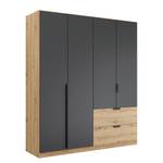 Draaideurkast Dark&Wood met lades metallic grijs/Artisan eikenhouten look - Breedte: 181 cm - Zonder spiegeldeuren