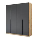 Draaideurkast Dark&Wood metallic grijs/Artisan eikenhouten look - Breedte: 181 cm - Zonder spiegeldeuren
