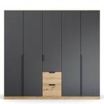 Armoire Dark&Wood avec tiroirs Gris métallique / Imitation chêne artisan - Largeur : 226 cm - Sans portes miroir