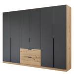 Draaideurkast Dark&Wood met lades metallic grijs/Artisan eikenhouten look - Breedte: 271 cm - Zonder spiegeldeuren