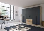 Armoire Dark&Wood avec tiroirs Gris métallique / Imitation chêne artisan - Largeur : 271 cm - Sans portes miroir