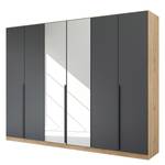 Armoire à portes battantes Dark&Wood Gris métallique / Imitation chêne artisan - Largeur : 271 cm - Avec portes miroir