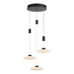 Hanglamp Lautada melkglas/ijzer - 3 lichtbron - Zwart - Diameter: 43 cm