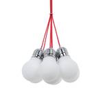 Lampada a 3 punti luce Bulb Cromo / Vetro colorato - Rosso / Argento