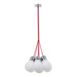 Hanglamp Bulb 3 lichtbronnen chroom/gekleurd glas - Rood/zilverkleurig