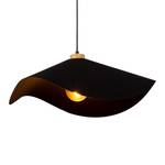 Lampada a 1 punto luce Hattu Legno massello di rovere / tessuto - Nero - Diametro: 50 cm