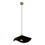 Lampada a 1 punto luce Hattu Legno massello di rovere / tessuto - Nero - Diametro: 40 cm