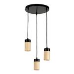 Hanglamp Annick 3 lichtbronnen rond massief eikenhout/ijzer - zwart/bruin