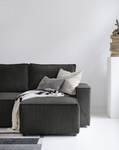 Ecksofa Altueta mit Longchair Cordstoff Poppy: Anthrazit