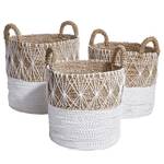 Panier WHITE BEACH Matière plastique / Coton - Naturel / Blanc - Hauteur : 36 cm