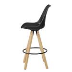 Chaise de bar Jiag Imitation cuir / Hévéa massif / Fer - Noir