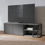 Meuble TV Albi Imitation béton / Noir - Imitation béton / Noir - Largeur : 145 cm